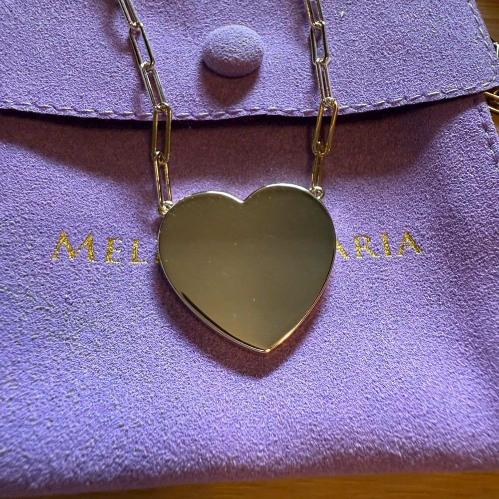 brand new melinda maria XL gold heart chain pendant